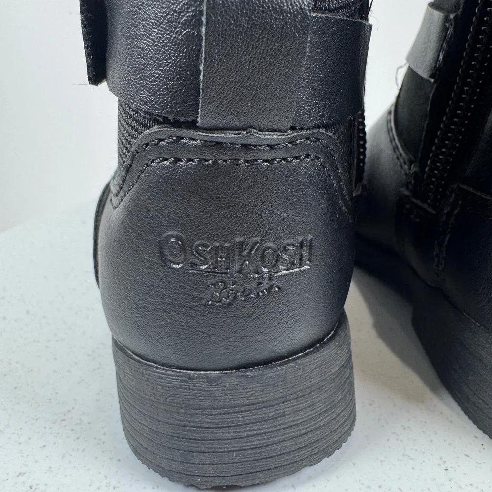 OshKosh B'gosh Girls Moto Boots Black Faux Leather Zip Size‎ 5